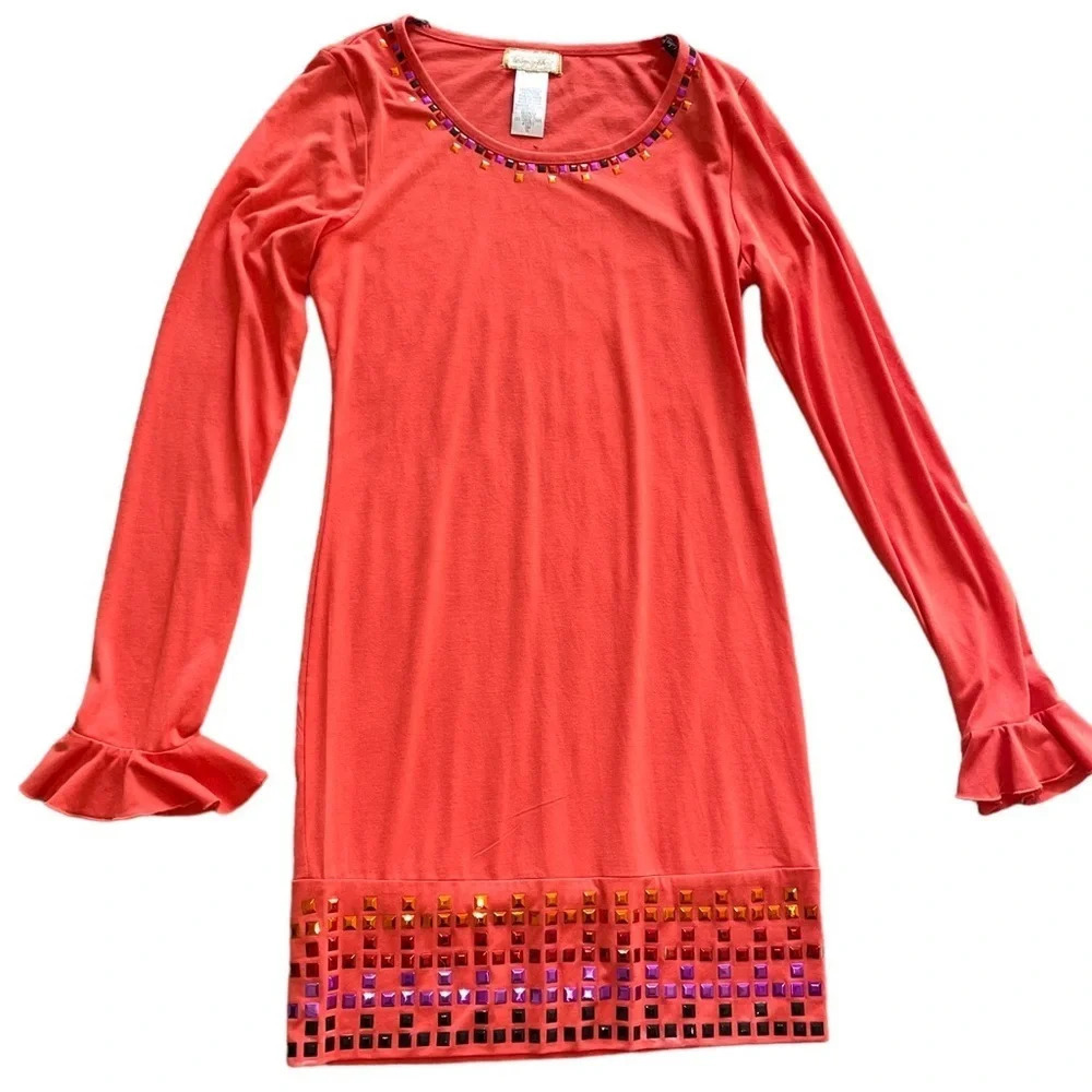 Baby Phat Bodycon Long Sleeve Cocktail Dress Orange Women’s Size XL 70’s Style